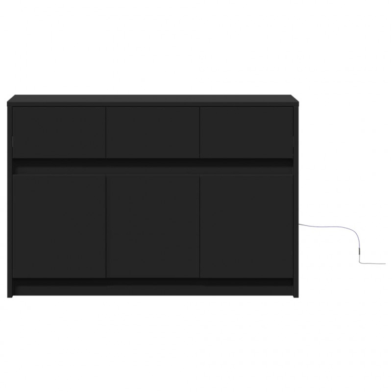 Szafka TV z LED, czarna, 91x34x61 cm, materiał drewnopochodny