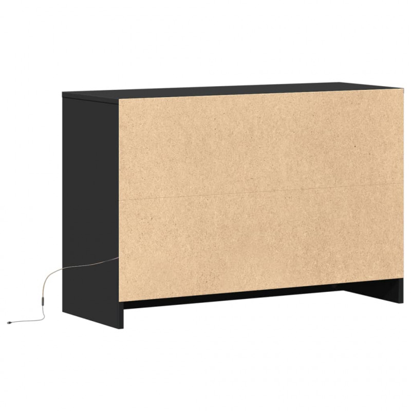 Szafka TV z LED, czarna, 91x34x61 cm, materiał drewnopochodny