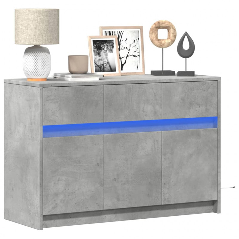 Szafka TV z LED, szarość betonu, 91x34x61 cm