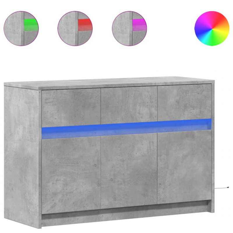 Szafka TV z LED, szarość betonu, 91x34x61 cm