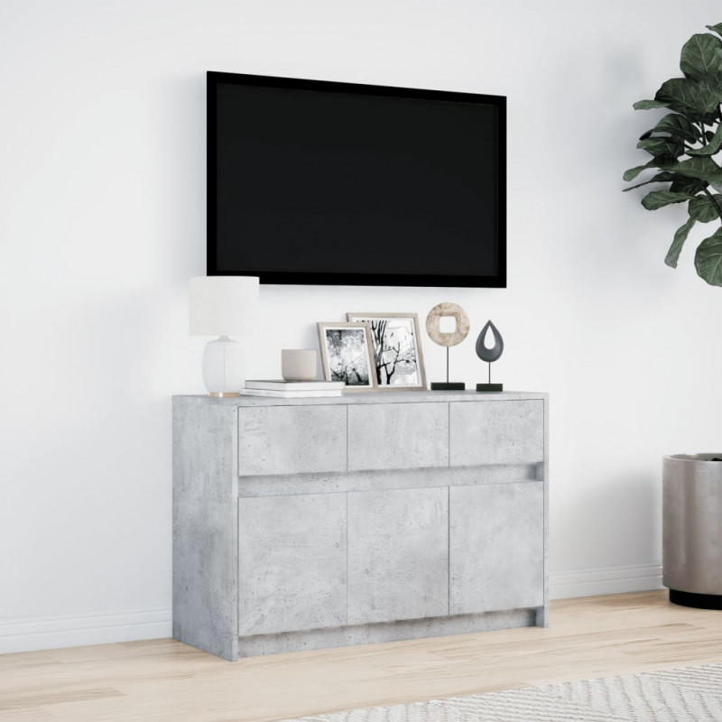 Szafka TV z LED, szarość betonu, 91x34x61 cm