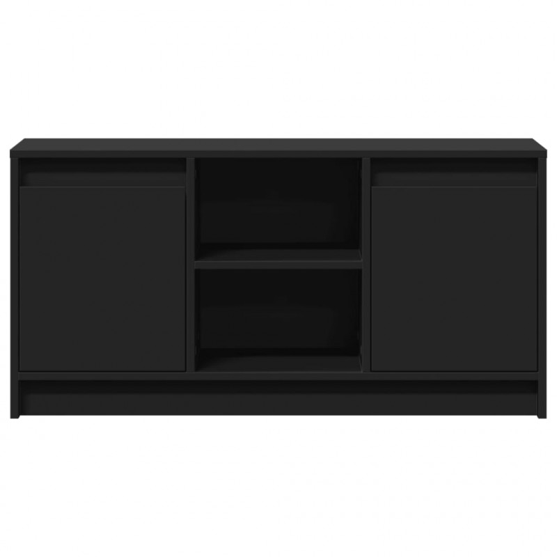 Szafka TV z LED, czarna, 100x34x50 cm, materiał drewnopochodny