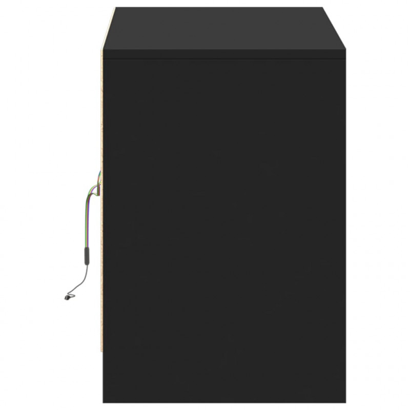 Szafka TV z LED, czarna, 100x34x50 cm, materiał drewnopochodny