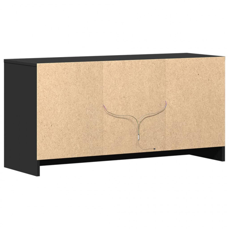 Szafka TV z LED, czarna, 100x34x50 cm, materiał drewnopochodny