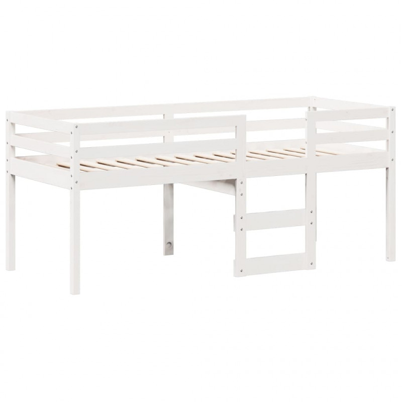 Wysokie łóżko z daszkiem, białe, 90x200 cm, lite drewno sosnowe