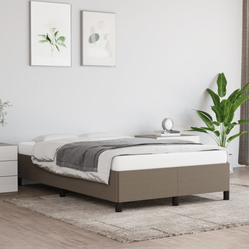 Rama łóżka bez materaca, taupe, 120x200 cm, obita tkaniną