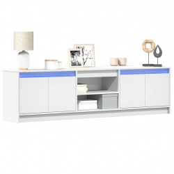 Szafka TV z LED, biała, 180x34x50 cm, materiał drewnopochodny