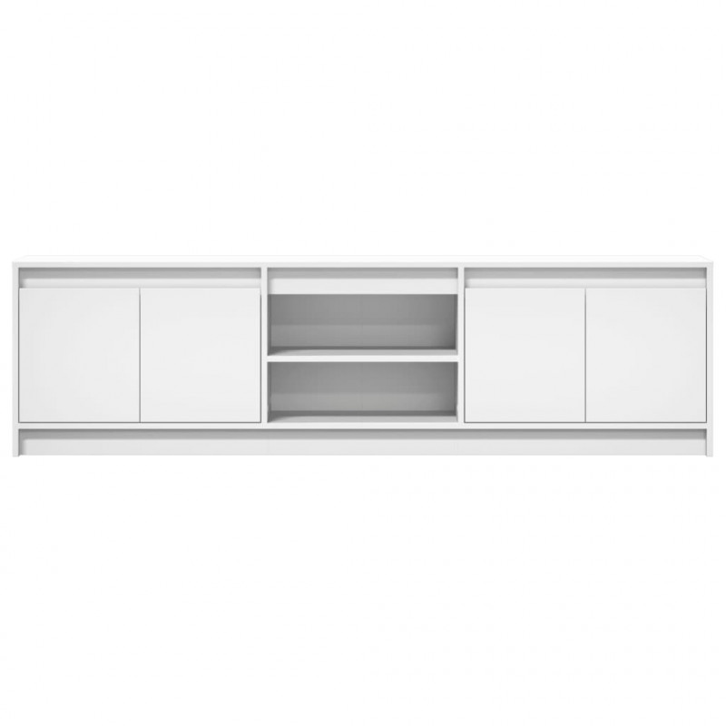 Szafka TV z LED, biała, 180x34x50 cm, materiał drewnopochodny