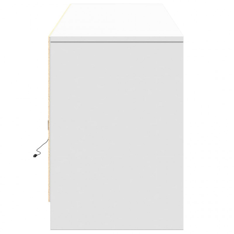 Szafka TV z LED, biała, 180x34x50 cm, materiał drewnopochodny