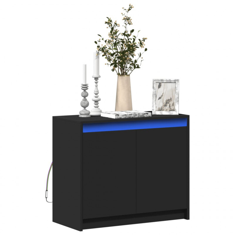 Szafka z LED, czarna, 72x34x61 cm, materiał drewnopochodny