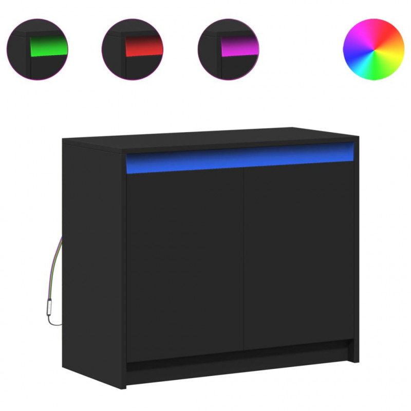 Szafka z LED, czarna, 72x34x61 cm, materiał drewnopochodny