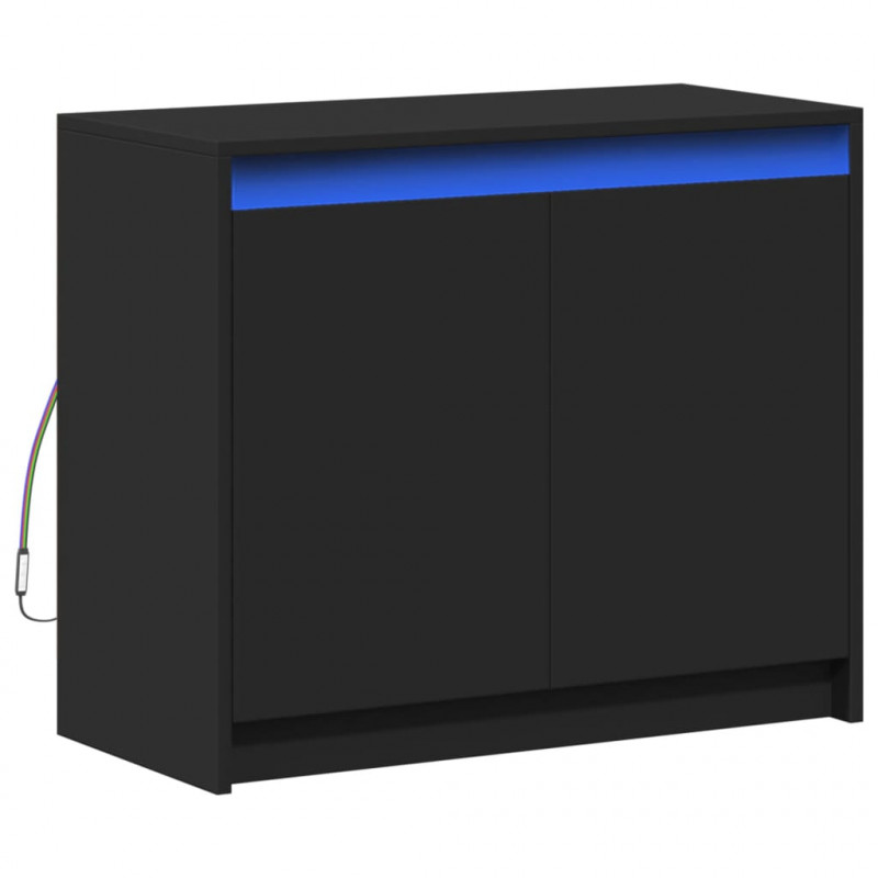 Szafka z LED, czarna, 72x34x61 cm, materiał drewnopochodny