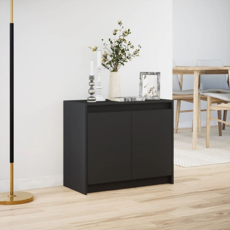 Szafka z LED, czarna, 72x34x61 cm, materiał drewnopochodny