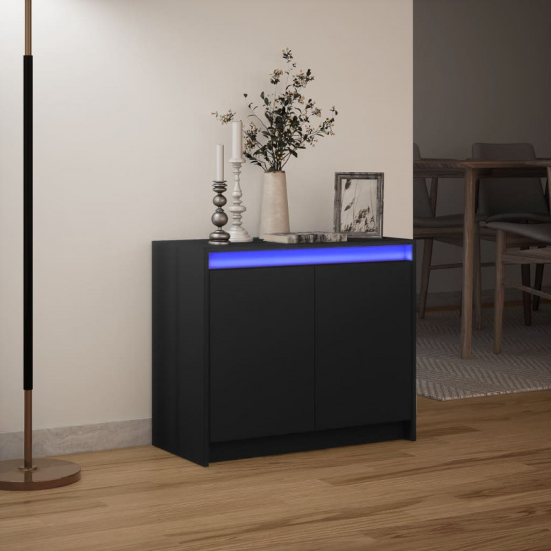 Szafka z LED, czarna, 72x34x61 cm, materiał drewnopochodny