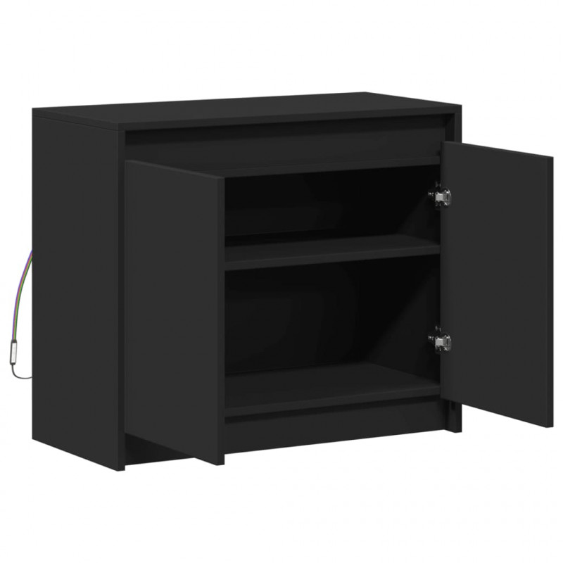 Szafka z LED, czarna, 72x34x61 cm, materiał drewnopochodny