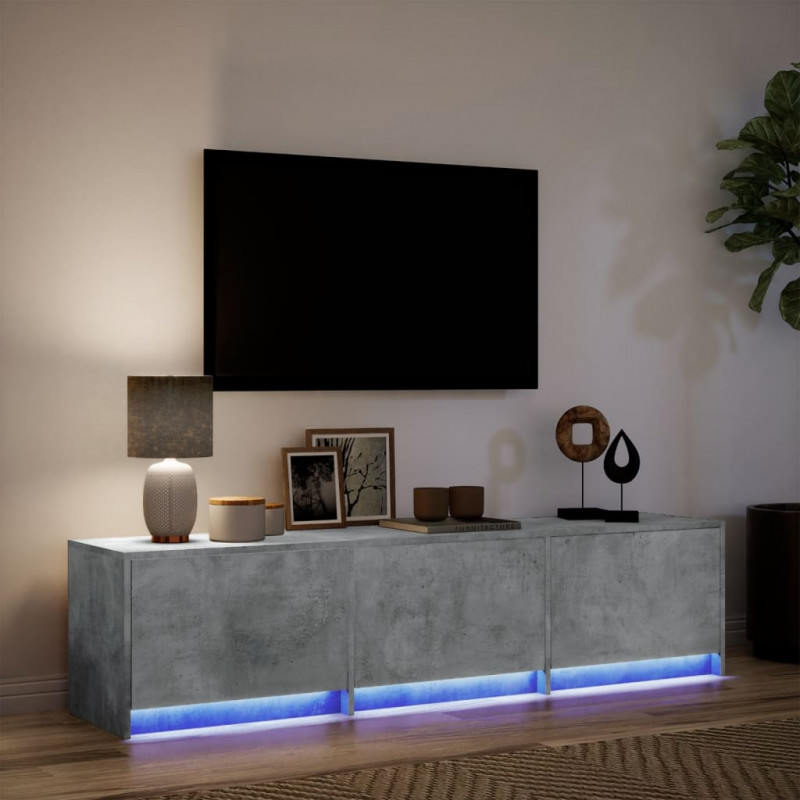 Szafka pod TV z LED, szarość betonu, 165x34x40 cm