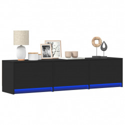 Szafka TV z LED, czarna, 165x34x40 cm, materiał drewnopochodny