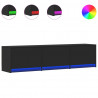 Szafka TV z LED, czarna, 165x34x40 cm, materiał drewnopochodny