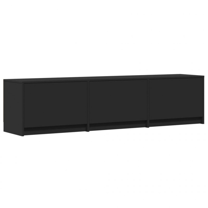 Szafka TV z LED, czarna, 165x34x40 cm, materiał drewnopochodny