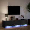 Szafka TV z LED, czarna, 165x34x40 cm, materiał drewnopochodny