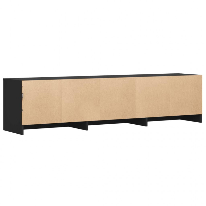 Szafka TV z LED, czarna, 165x34x40 cm, materiał drewnopochodny