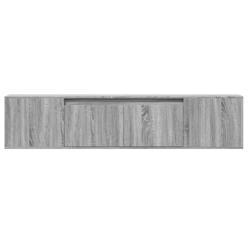Ścienna szafka pod TV, z LED, szary dąb sonoma, 180x31x39,5 cm
