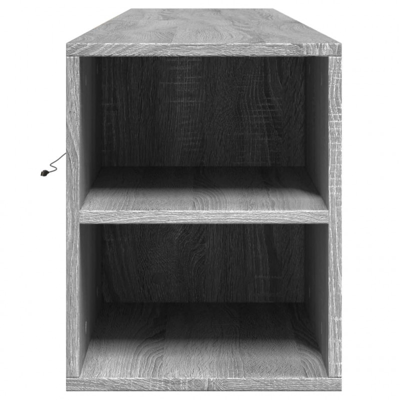 Ścienna szafka pod TV, z LED, szary dąb sonoma, 180x31x39,5 cm