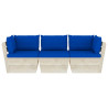 Ogrodowa sofa 3-osobowa z palet, z poduszkami, drewno świerkowe