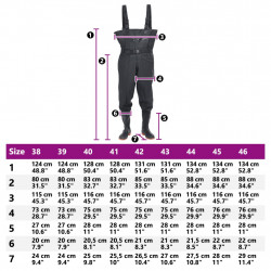 Spodniobuty wędkarskie z paskiem, wysokie, czarne, rozmiar 40