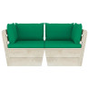 Ogrodowa sofa 2-osobowa z palet, z poduszkami, drewno świerkowe
