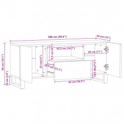 Szafka pod telewizor, 100x34x46 cm, lite drewno mango