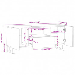 Szafka pod telewizor, 100x34x46 cm, lite drewno akacjowe