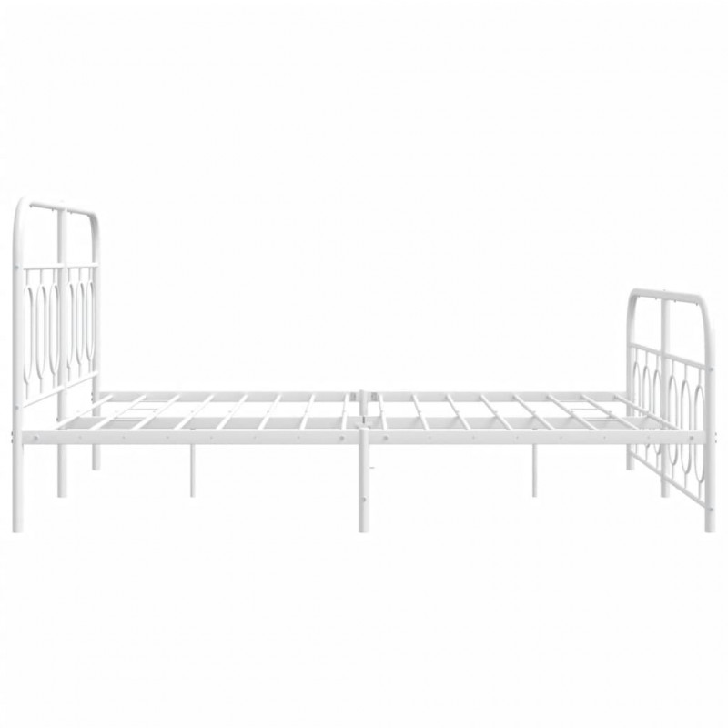 Metalowa rama łóżka z wezgłowiem i zanóżkiem, biała, 140x200 cm