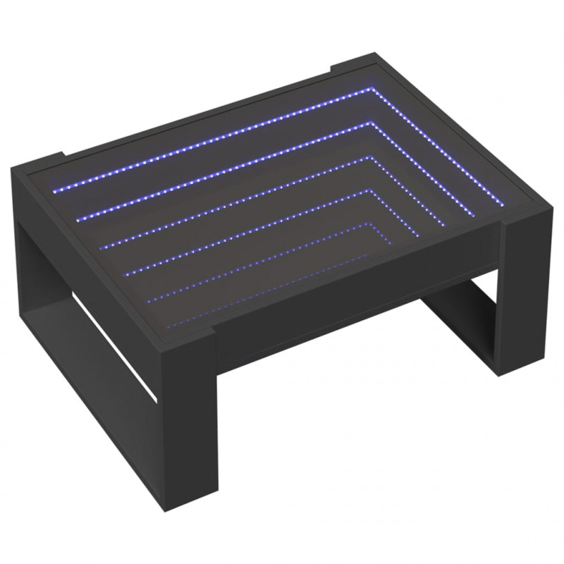 Stolik kawowy z LED Infinity, czarny, 70x53x30 cm