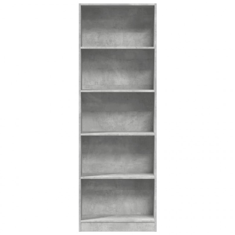 Regał, szarość betonu, 60x24x176 cm, materiał drewnopochodny
