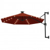 Parasol ogrodowy z LED, ścienny, 300 cm, terakota