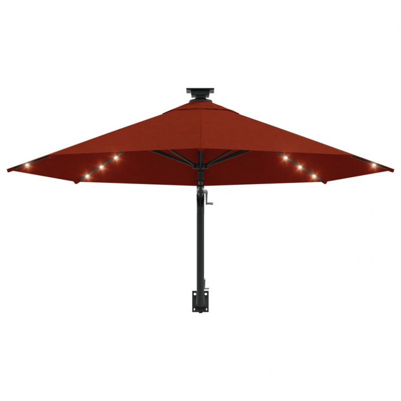 Parasol ogrodowy z LED, ścienny, 300 cm, terakota