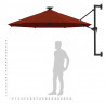 Parasol ogrodowy z LED, ścienny, 300 cm, terakota