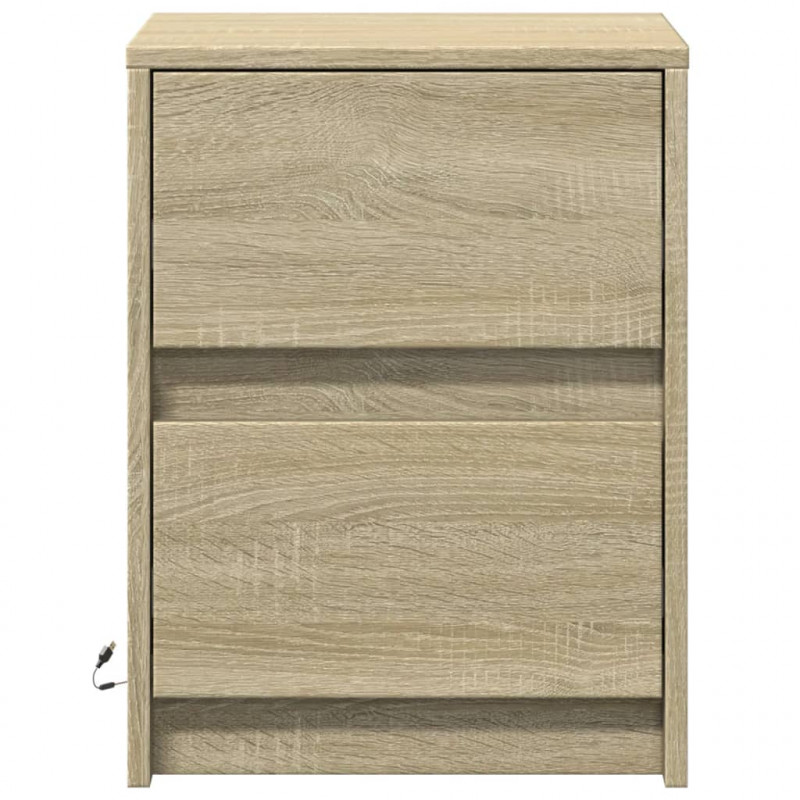 Szafki nocne z LED, 2 szt., dąb sonoma, materiał drewnopochodny