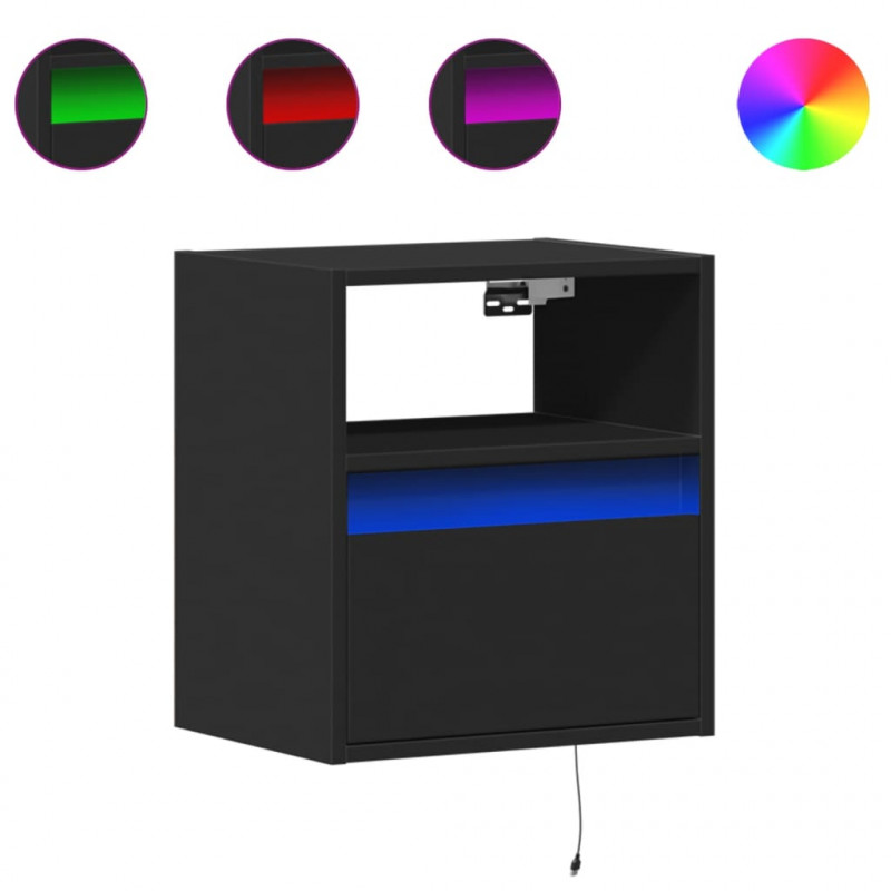 Wiszące szafki nocne z LED, 2 szt., czarne