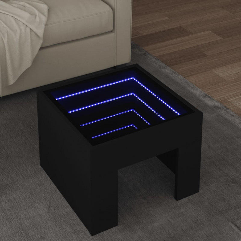 Stolik kawowy z LED Infinity, czarny, 40x40x30 cm