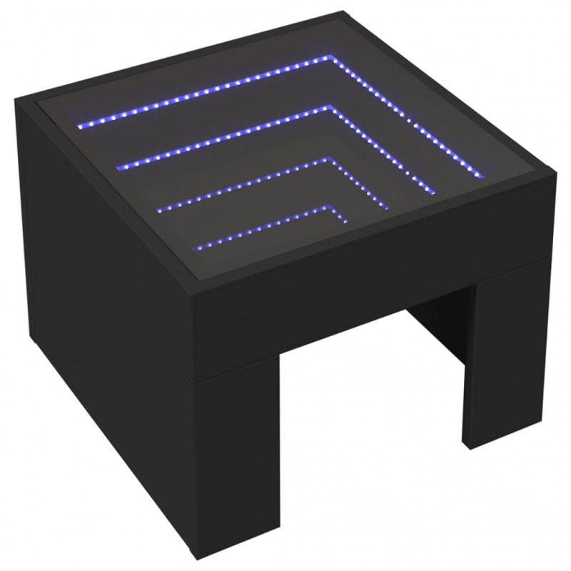 Stolik kawowy z LED Infinity, czarny, 40x40x30 cm