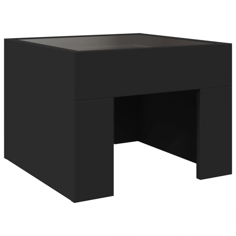 Stolik kawowy z LED Infinity, czarny, 40x40x30 cm