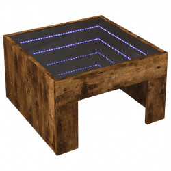 Stolik kawowy z LED Infinity, przydymiony dąb, 50x50x30 cm