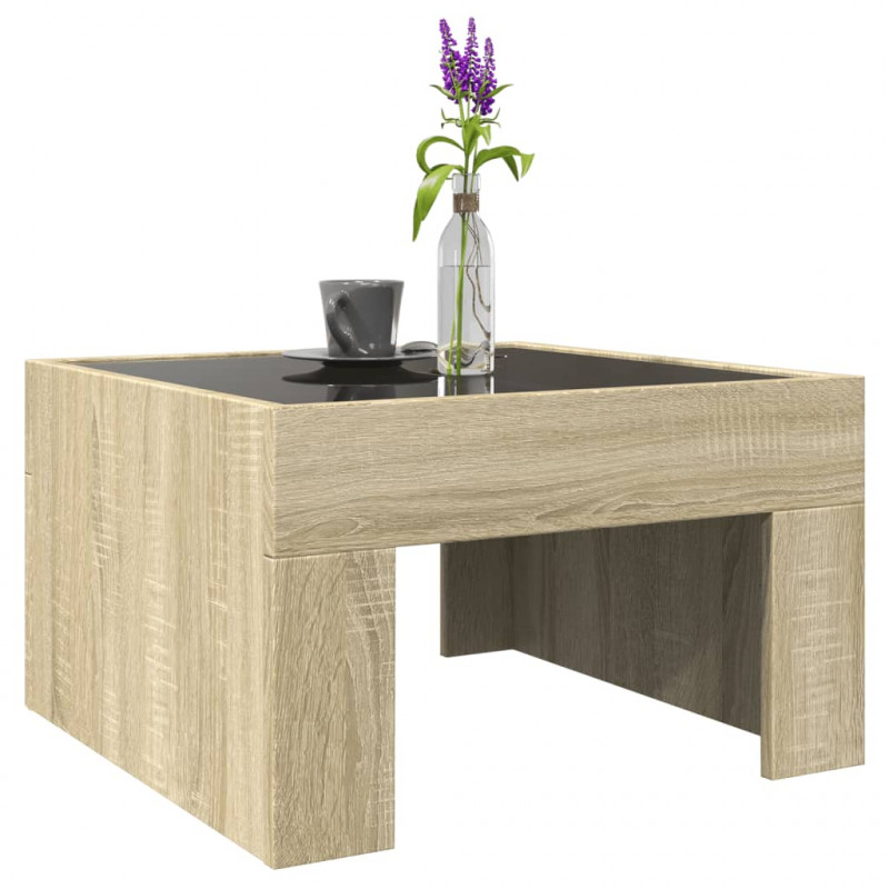Stolik kawowy z LED Infinity, dąb sonoma, 50x50x30 cm