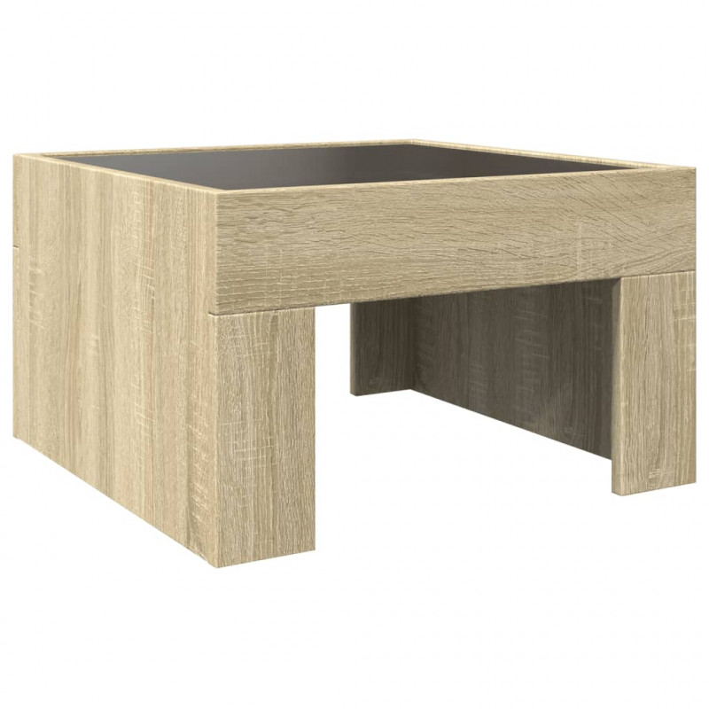 Stolik kawowy z LED Infinity, dąb sonoma, 50x50x30 cm