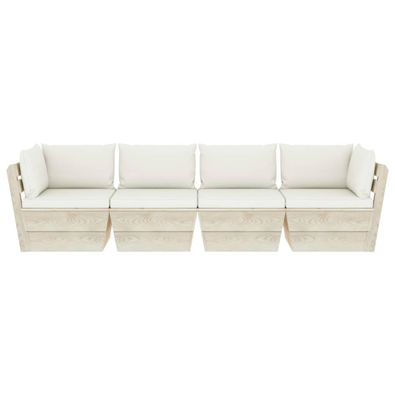 Ogrodowa sofa 4-osobowa z palet, z poduszkami, drewno świerkowe