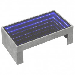Stolik kawowy z LED Infinity, szarość betonu, 90x50x30 cm