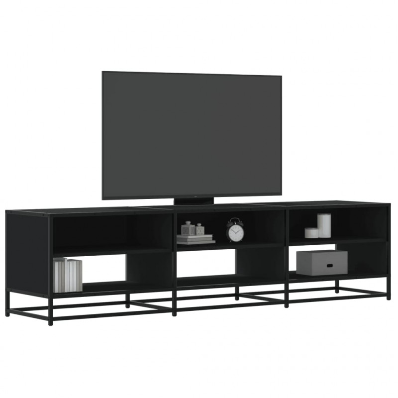 Szafka pod TV, czarna, 180x40x46 cm, materiał drewnopochodny