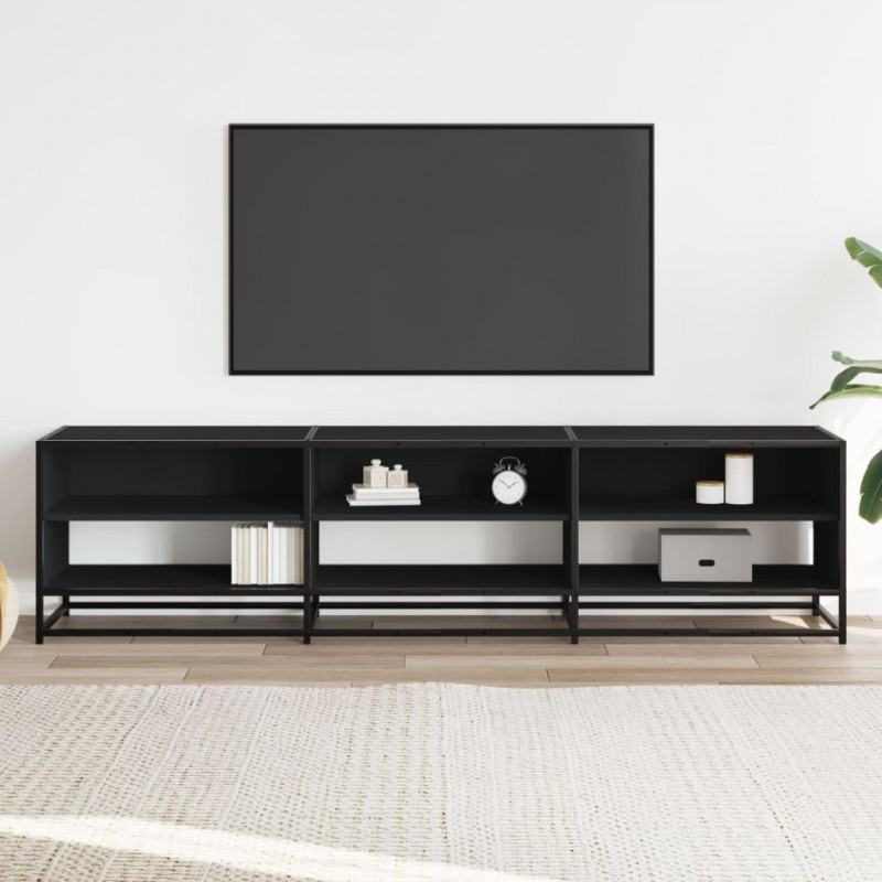 Szafka pod TV, czarna, 180x40x46 cm, materiał drewnopochodny
